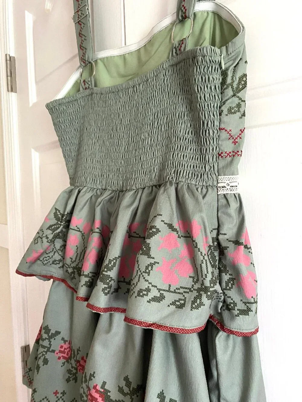 Vintage Tiered Embroidered Dress S